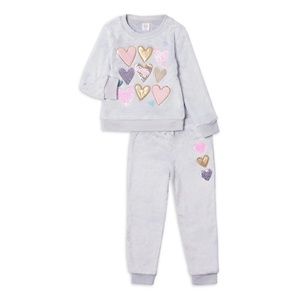 2 Piece Fur Heart  Sequin Outfit Set  Sweatshirt, Joggers Toddler Girls 4T